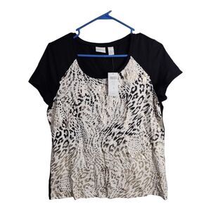 Chicos Energy Tori Animal Foil Print Modal Blend Casual Athletic Top Sz M
